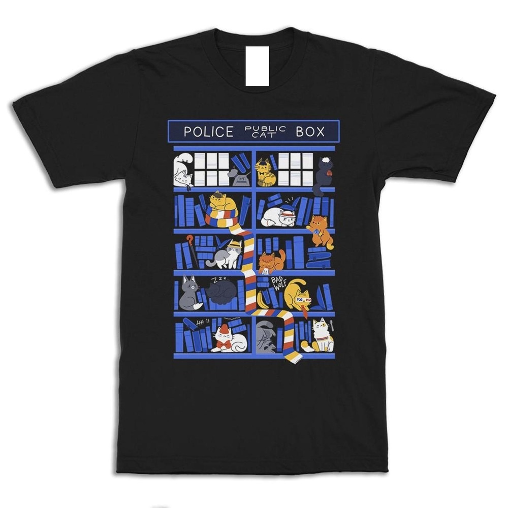 Police Box Library Cats T-Shirt